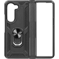 Avizar Coque pour Samsung Galaxy Z Fold 5 Hybride Bague Support Magnétique Noir