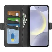 Screen Guard Professional Étui en cuir CardLounge (Samsung Galaxy S24+), Coque pour téléphone portable, Noir