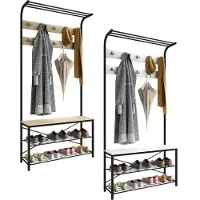 Hioshop bois,métal,banc,armoire à chaussures,étagère à chaussures,portemanteau,commode de siège,portemanteauTaliro