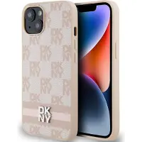 DKNY DKHCP14SPCPTSSP iPhone 14 / 15 / 13 6.1" różowy/pink hardcase Leather Checkered Mono Pattern & (Apple iPhone 13, Apple iPhone 14, Apple iPhone 15), Coque pour téléphone portable, Rose
