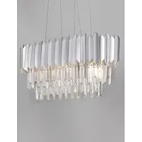 Lyora Suspension Magnolia chrome allongé et cristal