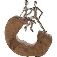 Casablanca by Gilde Casablanca Sculpture "Secure "alu/bois de mangue H.27cm