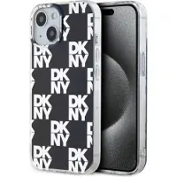 DKNY DKHCP15SHDLCEK iPhone 15 / 14 / 13 6.1" czarny/black hardcase IML Checkered Mono Pattern (Apple iPhone 13, Apple iPhone 14, Apple iPhone 15), Coque pour téléphone portable, Blanc, Noir