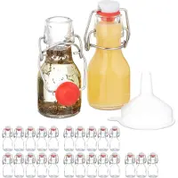 Relaxdays Mini bouteilles, Bocal de conservation, Rouge, Blanc, Transparent