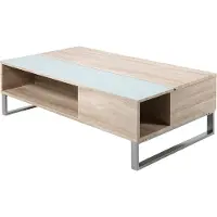 Selsey Table de salon KOSTRENA - Table basse en chêne Sonoma avec insert en verre 110x60 cm