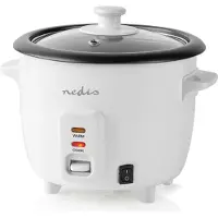 Nedis Cuiseur de riz | 0,6 l | 300 W | Cuiseur vapeur en aluminium | Revêtement antiadhésif | Cuve amovible | Arrêt automatique