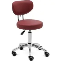Expondo Tabouret ? Roulette Avec Dossier - 46 - 60 Cm - 150 Kg - Bordeaux