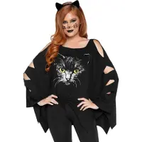 Leg avenue Poncho pour chat 2 pièces avec chat - O/S / NOIR
