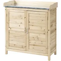Outsunny Armoire de jardin en bois Armoire à outils avec 2 étagères Naturel