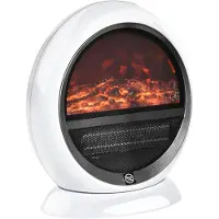 HOMCOM Cheminée électrique LED Mini, modèle de table, avec effet de flamme, 1500W, blanche