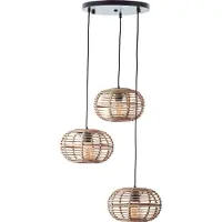 Brilliant Woodball Suspension à 3 branches noir mat/bambou
