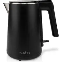 Nedis Chaudières à eau | 1,0 L | Plastique | Noir | Rotary 360 degrés | Élément de chauffage caché | Contrôle Strix | Fonction de cuisinier