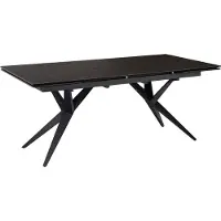 FineBuy Table à manger extensible 180–260 cm, noire – Plateau en verre et céramique – Table à manger moderne avec piètement métallique en croix – Résistante aux rayures et à la chaleur