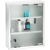 SmartaSaker Armoire à pharmacie fermeture aimantée avec clé - Acier - 30 x 40 cm