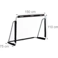 Relaxdays but de football, but de soccer professionnel pour enfants & adultes, avec filet de but, pour le jardin, HBT 110x150x75cm, gris/noir