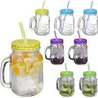 Relaxdays 8x Trinkglas, Verres, Multicolore, Bleu, Vert, Violet, Jaune, Transparent