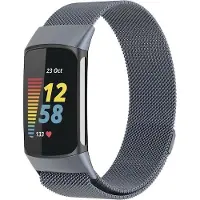 Cover-Discount Fitbit Charge 5 - Bracelet milanais en acier inoxydable gris (Acier inoxydable), Sangles de montre, Gris
