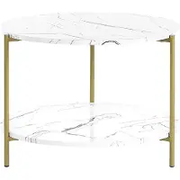 Beliani Table basse en panneaux de fibres de bois 50 cm avec étagère pieds en métal Salon moderne Glam