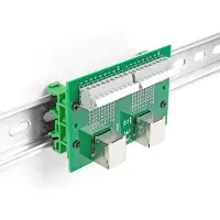 DeLOCK RJ45 2 x Buchse zu 2 x Terminalblock mit Drucktaster für Hutschiene