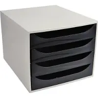 Exacompta ECOBOX boîte à tiroirs 4 tiroirs couleur framboise, A4/A4+, façade ouverte, silencieux, arrêt de sécurité