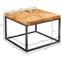 FineBuy table basse mangue massif 55x40x55 cm table avec structure métallique | Table de salon carrée au design industriel | Table basse massive moderne