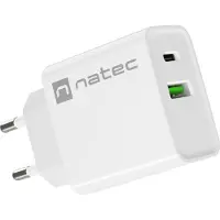 Natec Chargeur USB RIBERA USB-A + USB-C 20 W PD Blanc