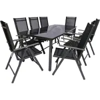 VCM Salon de jardin de 9 pièces | groupe de salle à manger de groupe de sièges | 1xtable, 8x chaises | dimensions de table env. H. 76 x W. 189 x D. 90 cm | Ensemble de jardin – Chaises 189 SW
