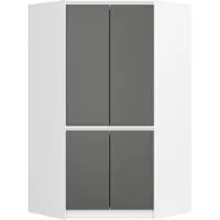 3Xeliving Armoire D'angle 4 Portes Blanc/Gris 100X50X180