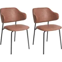 Beliani Ensemble de 2 chaises de salle à manger Kenai Eco Leather Brown Lumarko