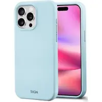 Sign Étui en silicone liquide pour iPhone 16 Pro Max - Bleu clair (Apple iPhone 16 Pro Max), Coque pour téléphone portable, Bleu