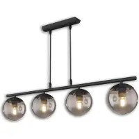 ISOLED Suspension métal noir, rond, verre fumé, 4xE27 douille (E27)