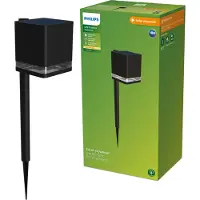 Philips - Lampadaire de jardin/éclairage de chemin Virona, 1,8 W, éclairage de poteau extérieur, noir, plastique, IP44, jardin, terrasse, classe III