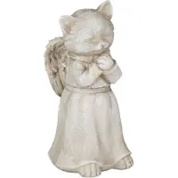 Relaxdays : décoration funéraire pour chat, figurine de jardin, souvenir pour animal, ange chat, pierre commémorative pour chat résistante aux intempéries, couleur crème
