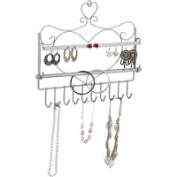 Relaxdays Porte-bijoux mural, Argent