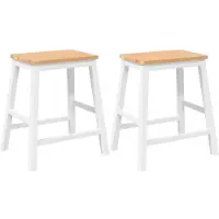 vidaXL Chaises de bar 2 pcs. Blanc Bois massif Hévéa