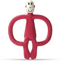 Matchstick Monkey Monkey Teether jouet de dentition avec brosse 2 en 1 Red 1 pcs