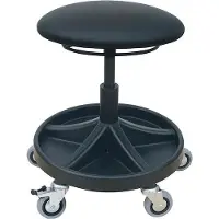 Lotz Tabouret pivotant à roulettes Revêtement en cuir synthétique noir Réglage de la hauteur d'assise (49 - 62 cm)