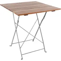 Mojawo Table de jardin pliante en acacia et acier, 70 x 70 cm