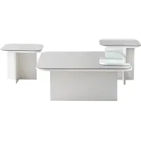 Skye Decor , Jazz - White, ensemble de tables basses, 100 % PANNEAUX DE PARTICULES MÉLAMINÉS, blanc, 80 x 80 x 30 cm