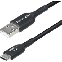 StarTech.com .com Câble de Charge USB-A vers USB-C de 30 cm, Charge et Synchronisation, 3A, USB 2.0, Gaine TPE - Cordon de Charge USB Noir