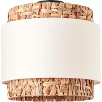 Brilliant Plafonnier Waterlilly rotin avec tissu blanc