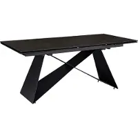 FineBuy Table à manger extensible 180–260 cm, plateau en verre-céramique noir, table à manger moderne avec piètement en X – résistante aux rayures et à la chaleur, facile d'entretien