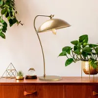 Opviq , lampe de table haut de gamme en métal, dorée, 35 x 27 x 50 cm | Abat-jour en métal Ø 27 cm, hauteur 12 cm | Douille E14, max. 40 W | Design élégant pour l'hôtel et la maison