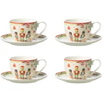 J-Line Boite 4 tasse the + sous-tasse casse-noisette ceramique blanc
