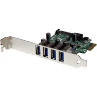 StarTech.com 4 Port Pcie Pcie Usb 3.0 Card Vert,Argenté