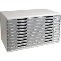 Exacompta MODULO A3 boîte à tiroirs 10 tiroirs gris pierre, pour A4-A3+, anti-poussière, silencieux avec arrêt de sécurité, empilable