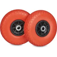 Relaxdays , jeu de 2 roues pour diable, 3,00-4 pouces, 260 x 85 mm, pneus en caoutchouc plein anti-crevaison, axe de 20 mm, charge max. 80 kg, rouge et noir