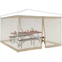 Relaxdays Moustiquaire Pergola 3 X 3 M Beige Parties Latérales Protection Insectes