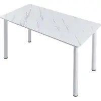 En.casa Table de salle à manger 'Tammela' pour 4 personnes 120 x 60 cm pieds en acier imitation marbre, blanc