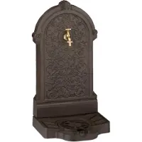 Relaxdays Fontaine sur pied , style antique, dimensions : 73 x 39 x 32 cm, style rétro, jardin, terrasse, robinet, bassin, sur pied, marron